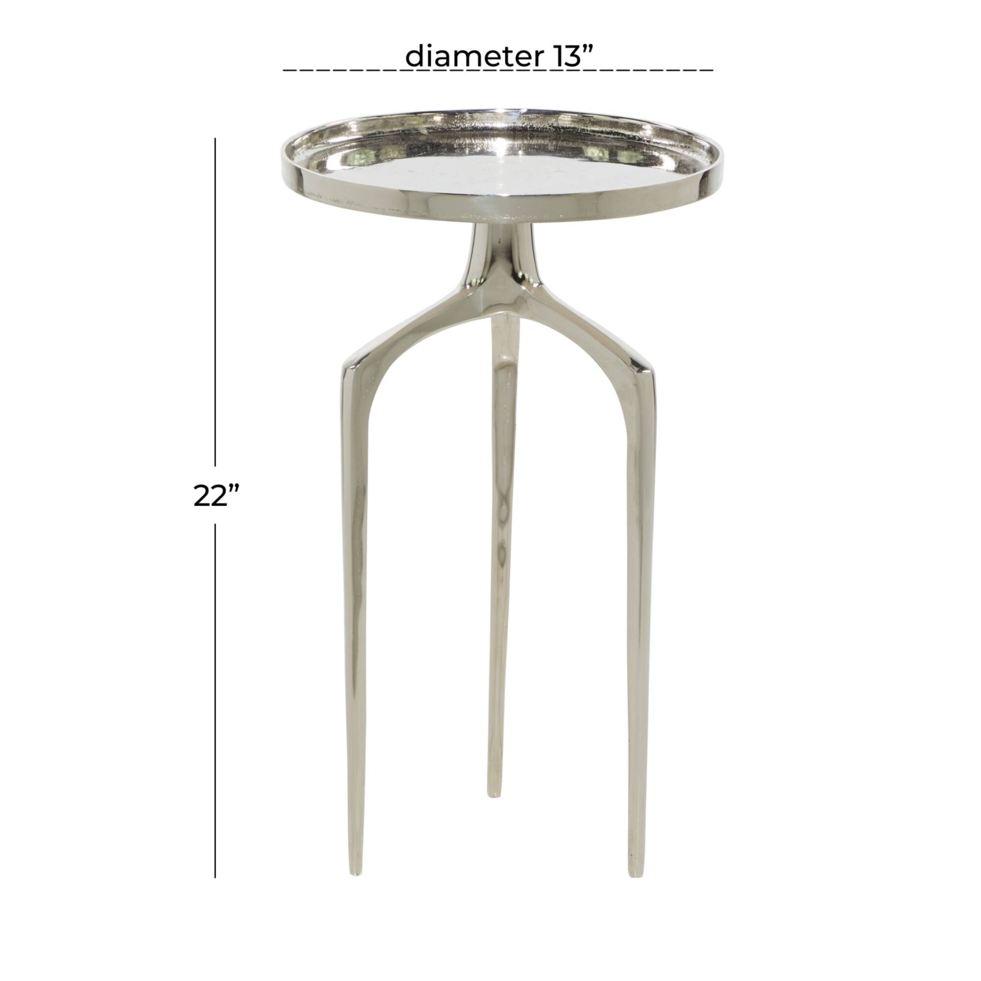 13" Contemporary Round Silver Raised Edge Accent Table